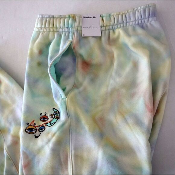 Nike DZ3064 379 Men's Sz XL Green/Pink Tie-Dye Embroidered Fleece Jogger Pants - Picture 8 of 11